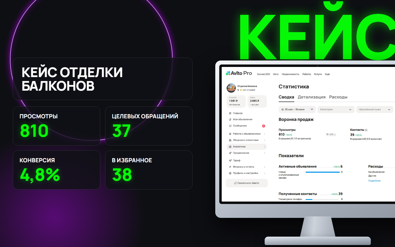 С нуля до 49 контактов за первый месяц: как продвигали услуги по отделке балконов на Авито в Чебоксарах